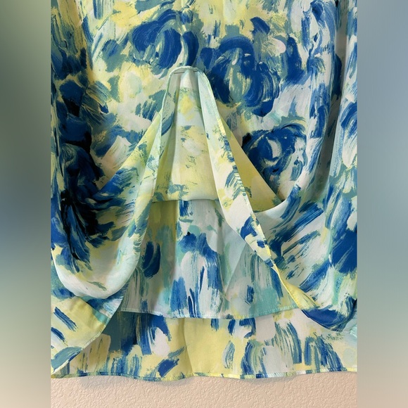 27.ALFANI Women's Green/Blue V-Neck Poet-Sleeve Blouse | Size 10 - Picture 3 of 10